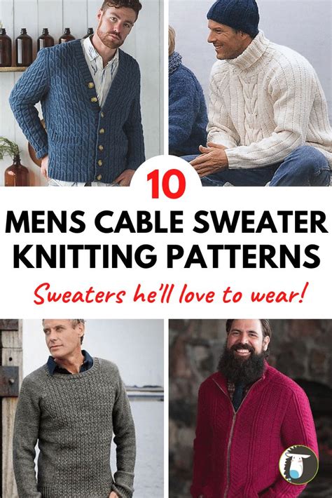 10 Mens Cable Sweater Knitting Patterns — Blognobleknits Men Sweaters Pattern Sweater