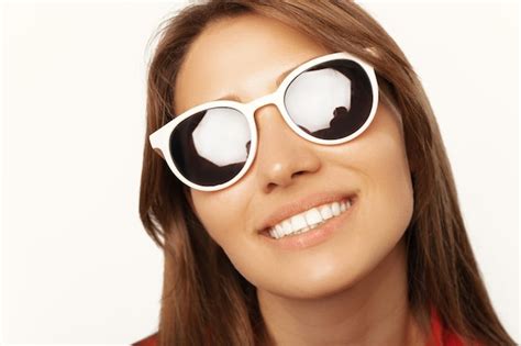 Premium Photo Close Up Crop Portrait Of A Wide Smiling Blonde Woman