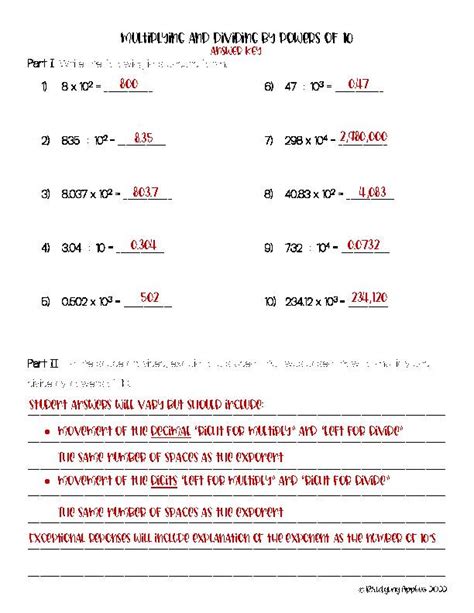 Multiply And Divide Decimals By Powers Of 10 Worksheet Classful