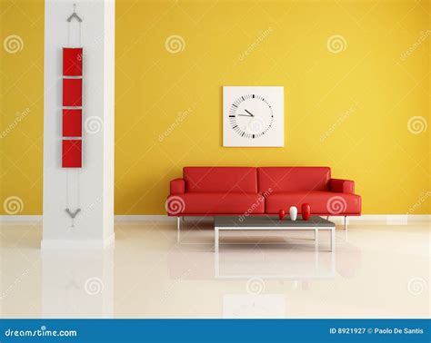 Red and Orange Modern Living Room Stock Illustration - Illustration of ...