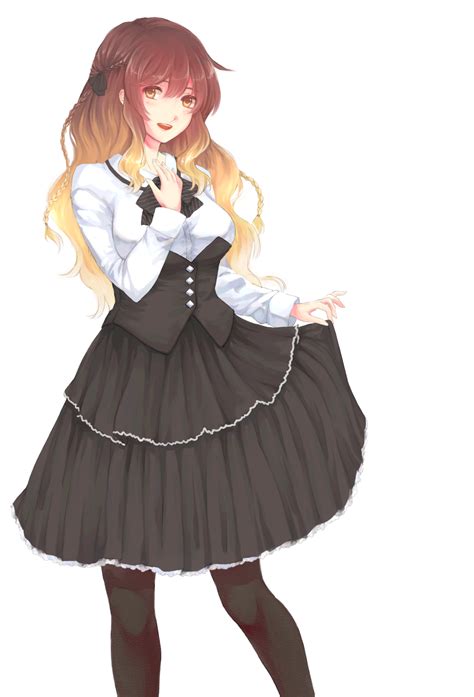 Safebooru 1girl Alternate Costume Black Bow Black Legwear Black Ribbon Black Skirt Blonde Hair