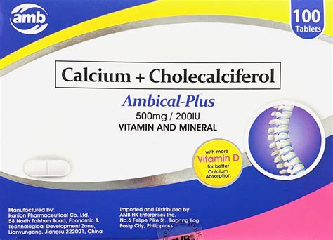 Ambical Plus Calcium Cholecalciferol Vit D3 500mg 200iu Tablet 1