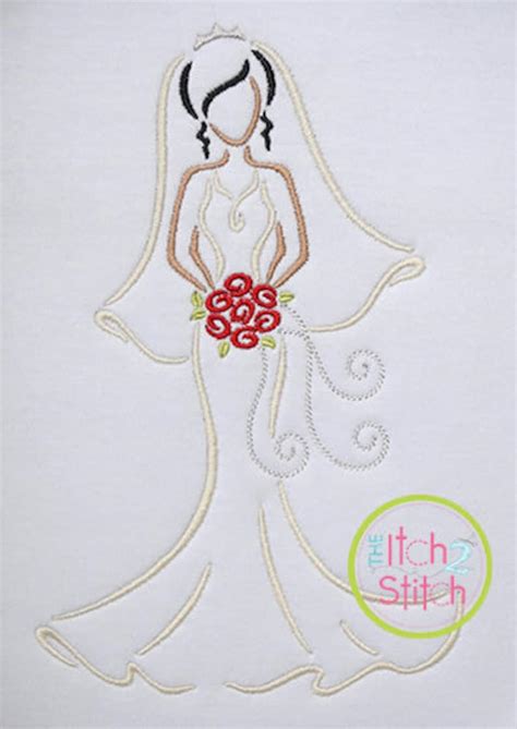 Bride Embroidery Design For Machine Embroidery Instant Etsy