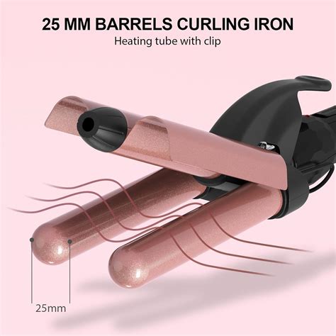 Lura Ceramic 3 Barrel Curling Iron 1 Inch Hair Waver Dual Voltage Hair Crimper Temperature