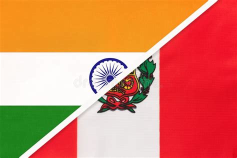 India And Peru Symbol Of National Flags From Textile Stock Image