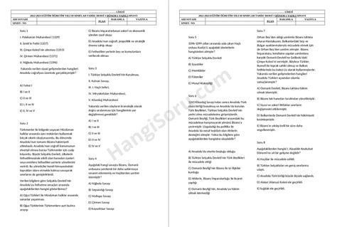 Tarih Dersi 10 Sınıf 1 Dönem 1 Yazılı Yoklama 2022 2023 HangiSoru