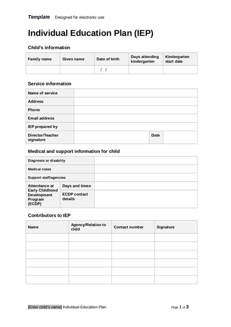 Individual Education Plan Iep Template Edit Fill Sign Online