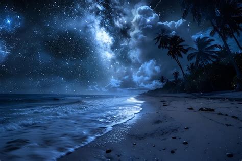 Tropical Beach Night Sky | Premium AI-generated image