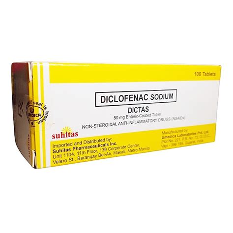 Dictas Diclofenac Sodium 50mg Enteric Coated Tablet 100s Price In The