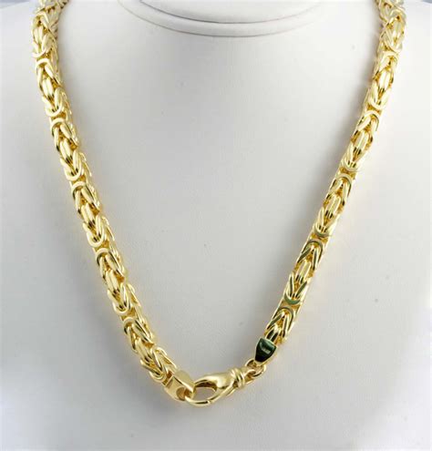 Gm K Yellow Solid Gold Men S Women S Byzantine Chain Necklace