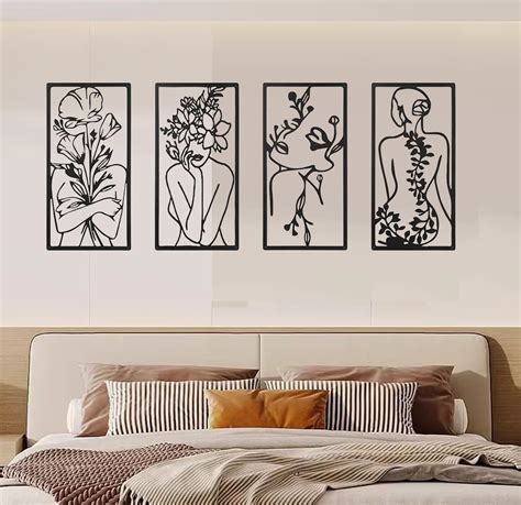 Amazon QSHU HUNG 4 Packs Metal Minimalist Abstract Woman Wall Art