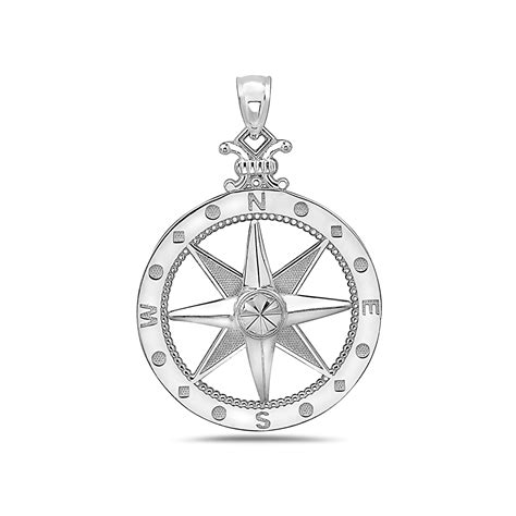 Large Compass Rose Sterling Silver Pendant The Bronze Lady