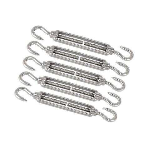 5 Pcs M6 Hook To Hook Turnbuckle Wire Rope Tension 304 Stainless Steel