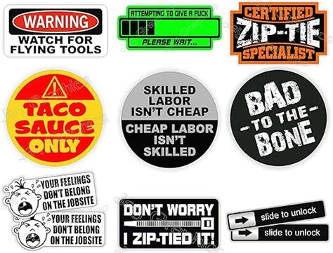 11 Pcs Set Funny Hard Hat Sticker Decals Toolbox Skilled Labor Zip