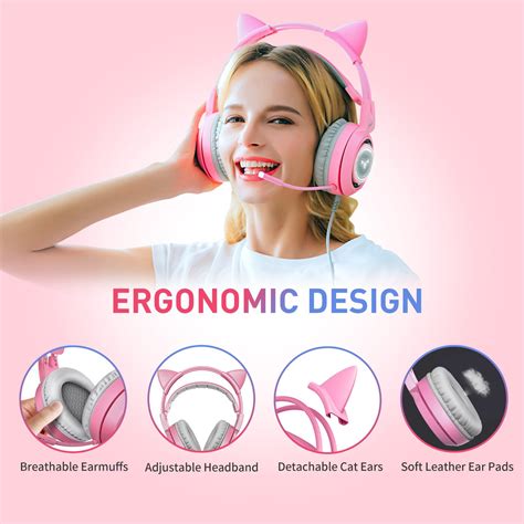 SOMIC Cute Cat Ear Headset Gaming Headphone Wired Grandado