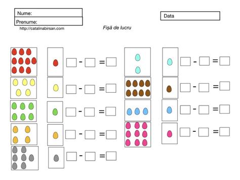 Adunarea Si Scaderea Cu Fise Numara Coloreaza Si Scrie In