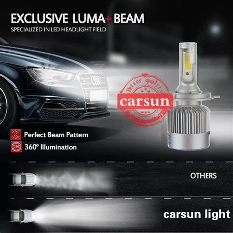 Carsun Lampu Depan Mobil Headlamp Led Cob H Cool White W Pcs C