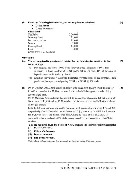 Isc Class 11 Accounts Specimen Paper 2024 Pdf