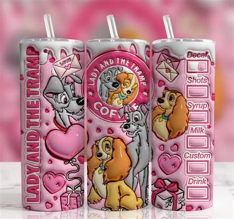 3D Inflated Lady And The Tramp Valentine Tumbler Wrap 3D Inflated