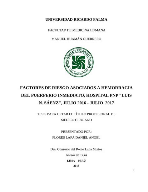 Pdf Factores De Riesgo Asociados A Hemorragia Del