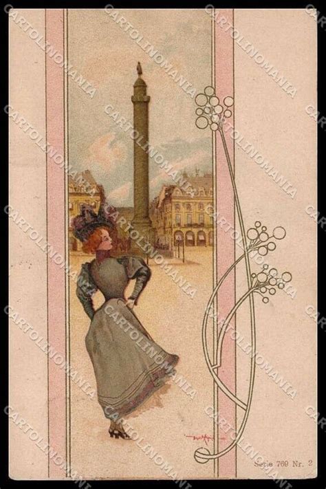 Illustratori Artist Signed Basch Arpad Lady Art Nouveau Serie 769 2 Pc Zg8759 Topics Fine