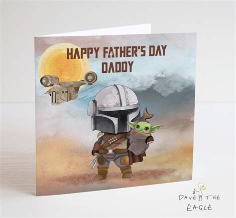 Boba Fett Fathers Day Card Mandalorian Daddy Dad Etsy