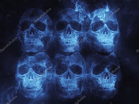 Blue Flame Skull Background