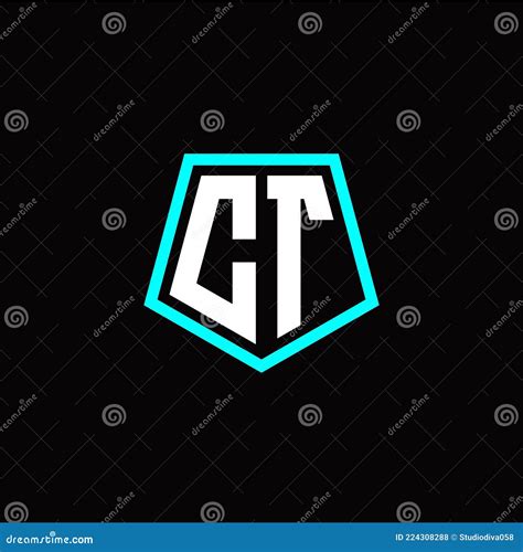 Initial C T Letter With Polygon Modern Style Logo Template Vector Stock