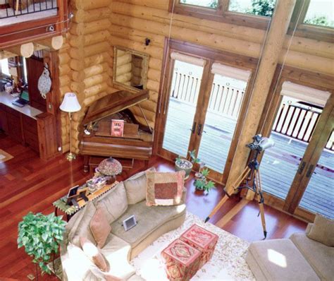 Loghomegreatroomdoublefrenchdoors With Images Log Homes Log Cabin