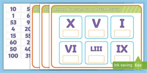 Twinkl Symbols Roman Numerals Cut And Stick Activity