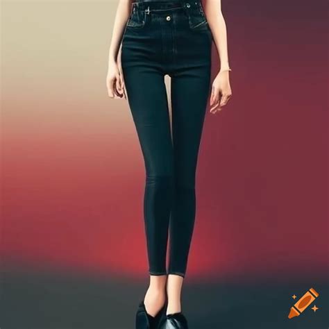 Stylish Red Crop Top With Black Skinny Jeans On Craiyon