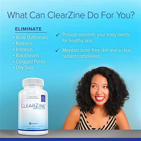 Clearzine Acne Pills For Teens Adults Clear Skin Supplement