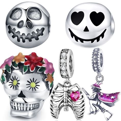 768us Charm Silver Sterling Skull 925 Charm Silver Halloween