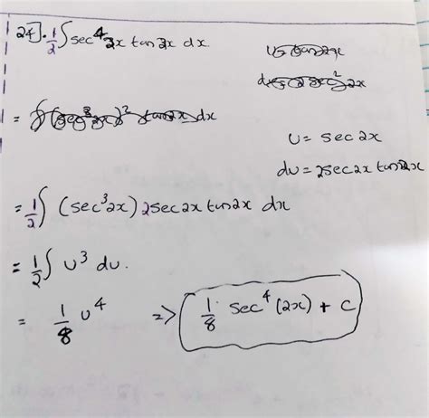 Solved Evaluate The Following Integral Sec 2x Tan 2x Dx Sec