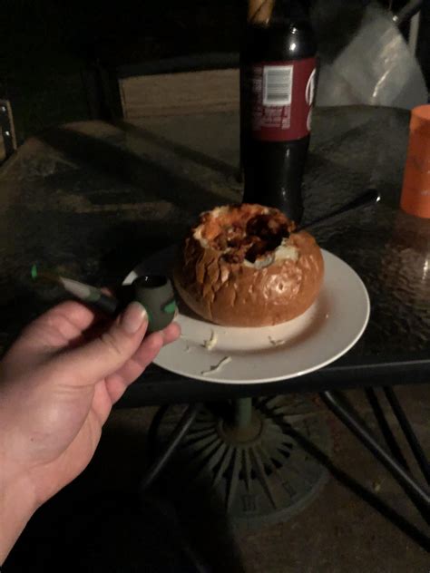 Smoking a bowl with a bread bowl! : r/weed