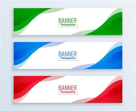 Banners De Exibição Modernos Em Três Cores Vetor Grátis