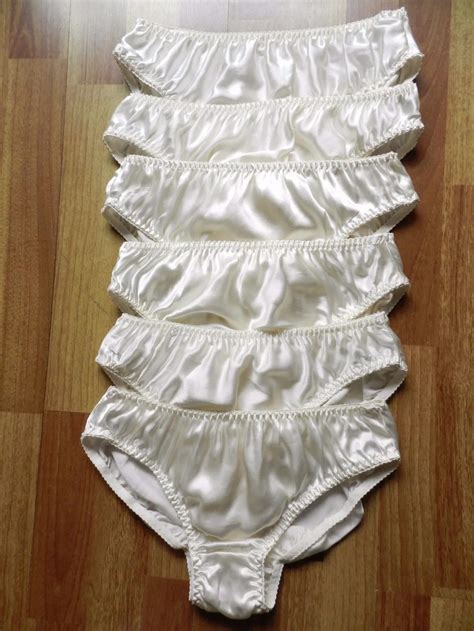 6pcs Womens 100 Silk String Bikini Panties S M L Xl Xxlw24 40solid White Aliexpress