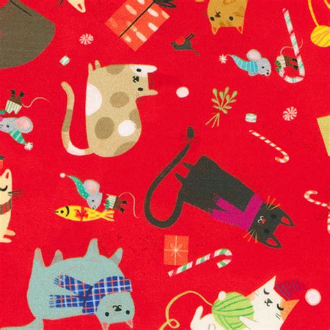 Jingle Pals Cats Strawberry Robert Kaufman Fort Worth Fabric Studio