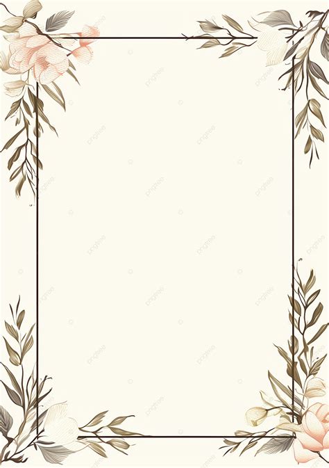 Beige Aesthetic Floral Page Border Background Wallpaper Image For Free