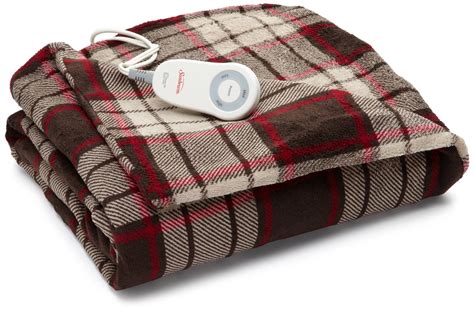 Sunbeam Microplush Electric Heated Throw Blanket Mont Plaid Garnet