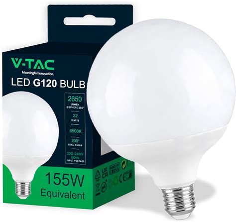 V Tac Lampadina Led Globo Con Chip Samsung E Attacco Edison E W