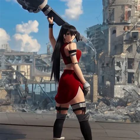 A Giant Giga Sized Tifa From Final Fantasy 7 Remake Stable Diffusion