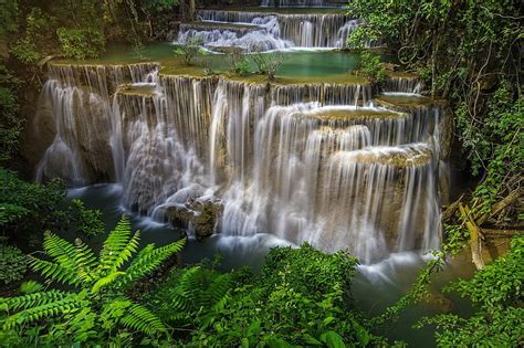 Waterfalls Huai Mae Kamin Waterfall Erawan National Park Erawan