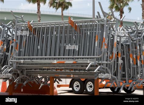 Trailer Carrying Multiple Crowd Control Barricades Stock Photo Alamy