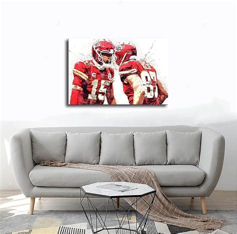 Chicreed Patrick Mahomes Travis Kelce Poster Football Picture Canvas