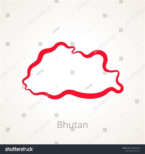 Outline Map Bhutan Marked Red Line Stock Vector Royalty Free