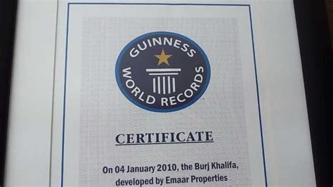 At The Top Burj Khalifas Guiness World Record Certificate Youtube