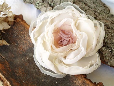 Creamy White Flower Brooch Nude Blush Flower Pin Bridal Hair Etsy