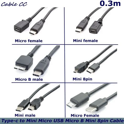 Type C To Micro Usb Mini Usb Male And Female Micro B Mini 8pin Mobile Phone