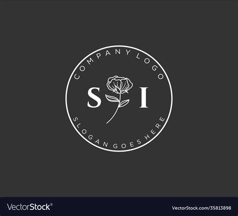 Initial Si Letters Botanical Feminine Logo Vector Image